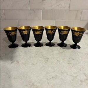 Vintage Set Of 6 Gold Floral Egg Cups